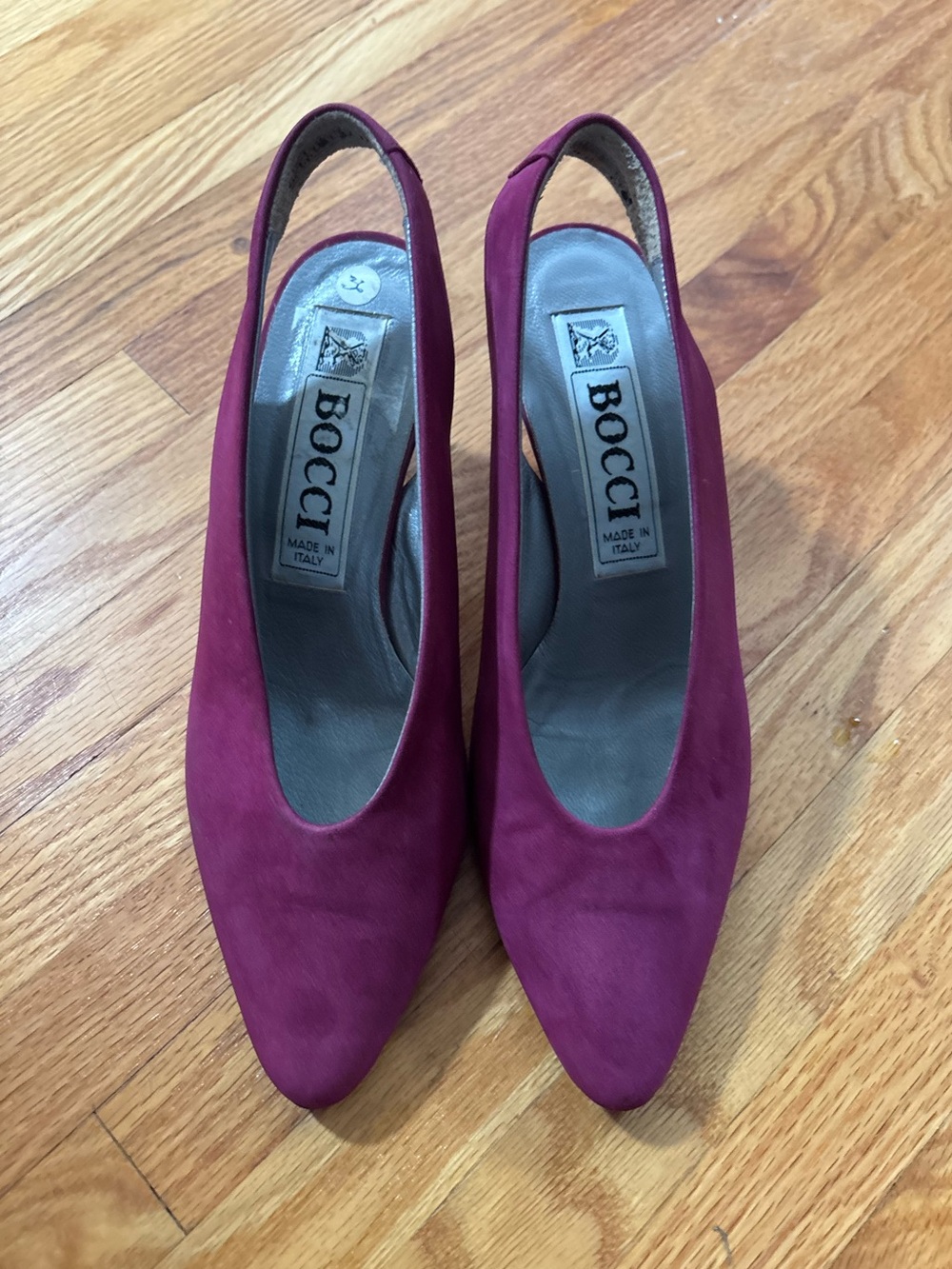 Magenta Suede Slingback Heels